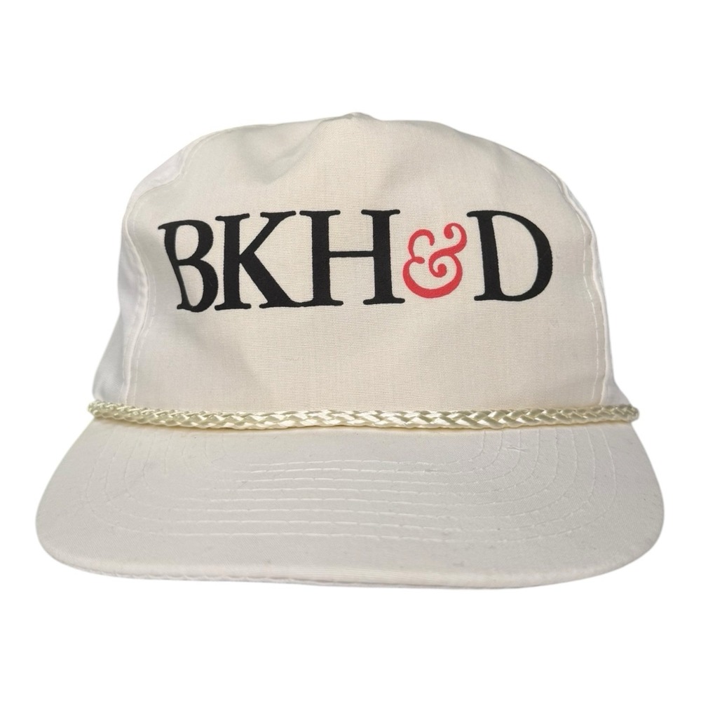 Vintage BKH&D Bride Groom Wedding Snapback Hat White Rope Strapback Cap USA